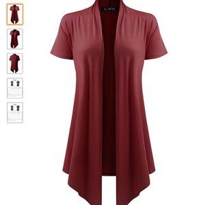 Women's Short Sleeve Open Front Drape Cardigan